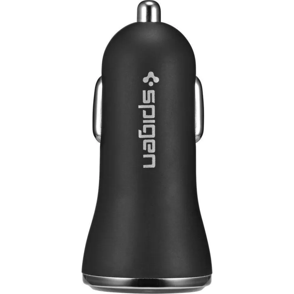 Spigen Ładowarki*Ładowarka F27qc Qc3.0 2-port Car Charger Black Czarna