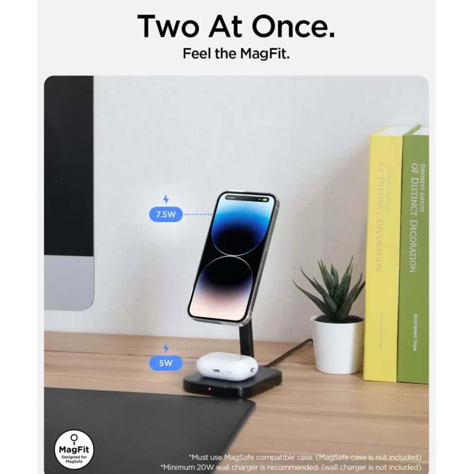 Spigen Iphone 16 | Iphone 16 Plus*Ładowarka PF2100 Arcfield Magnetic Magsafe Dual Wireless Charger Black