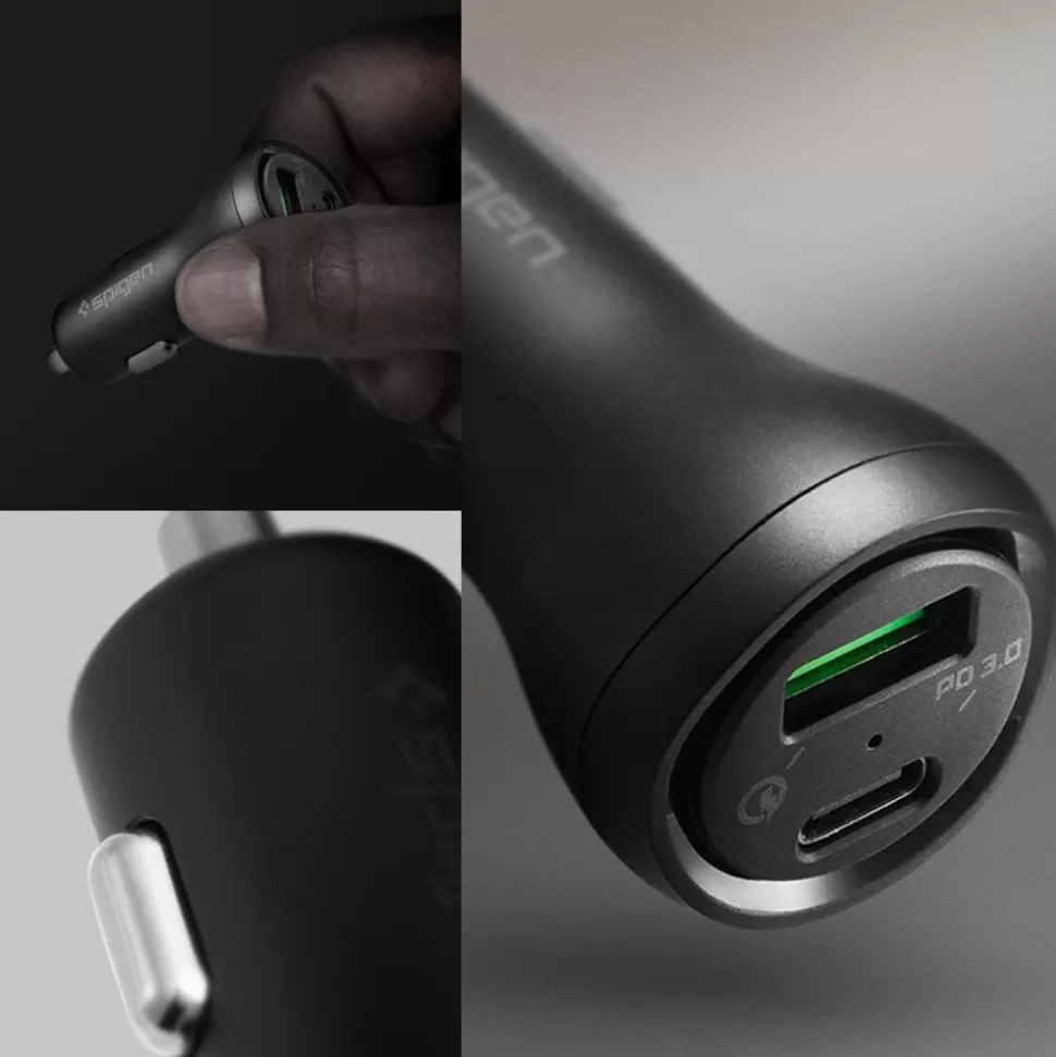 Spigen Ładowarki*Ładowarka STEADIBOOST F31QC 2-PORT CAR CHARGER PD27W/QC3.0 BLACK
