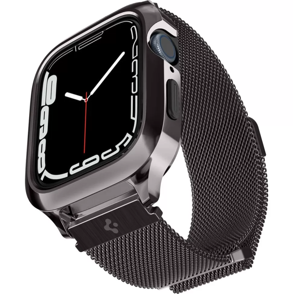 Spigen Apple Watch 4 44Mm | Apple Watch 5 44Mm*Etui i Pasek Metal Fit Pro Apple Watch SE 4 5 6 7 8 9 44 / 45 mm Grafitowe