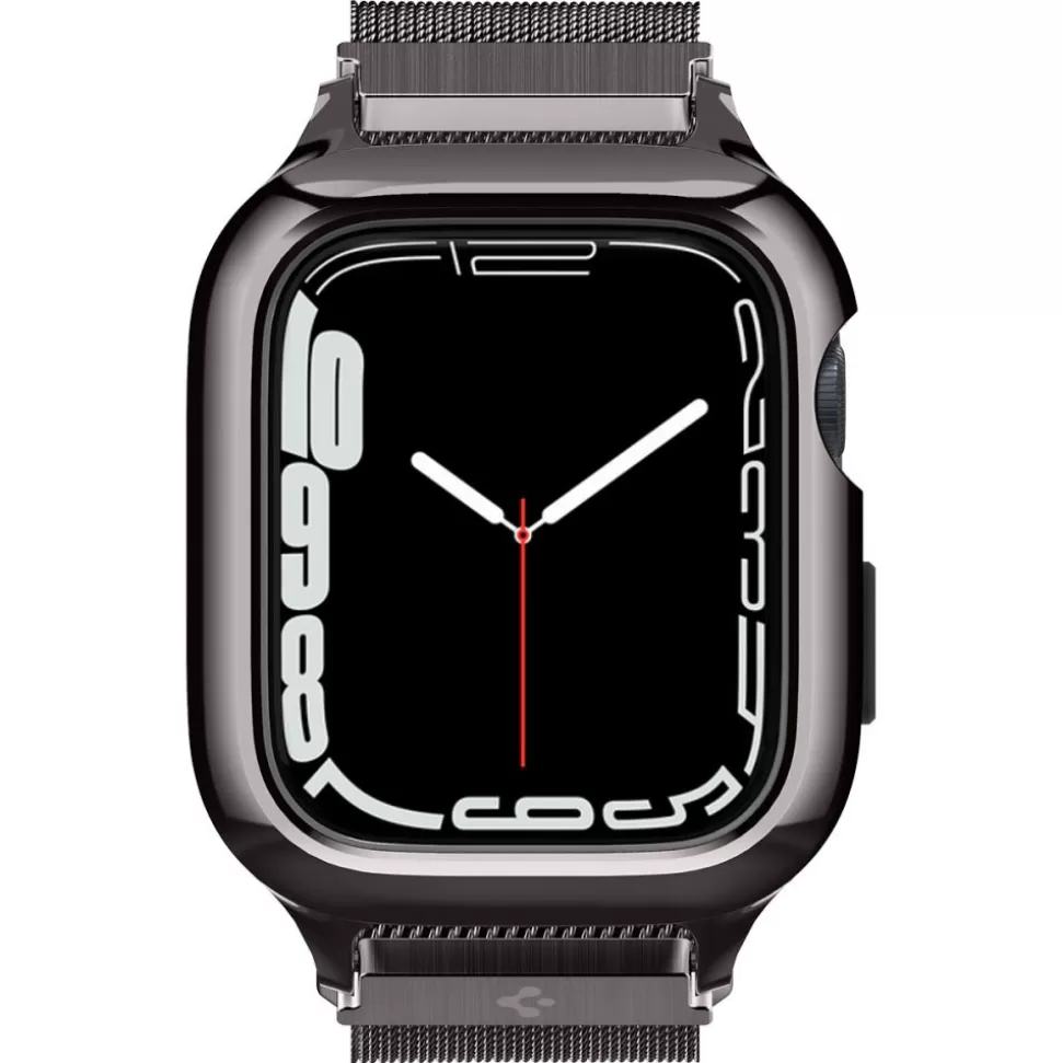 Spigen Apple Watch 4 44Mm | Apple Watch 5 44Mm*Etui i Pasek Metal Fit Pro Apple Watch SE 4 5 6 7 8 9 44 / 45 mm Grafitowe