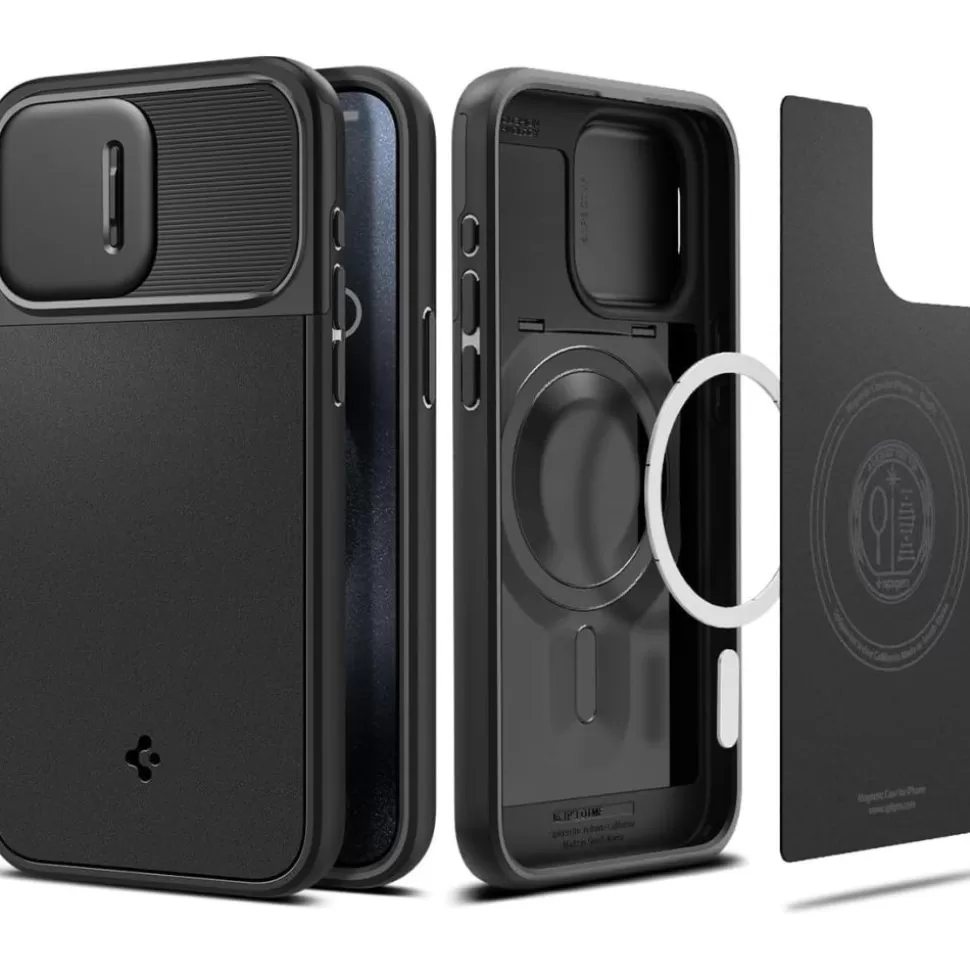 Spigen Iphone 15 Pro Max | Iphone 15 Pro Max*Etui iPhone 15 Pro Max Optik Armor Mag Magsafe Black Case Czarny