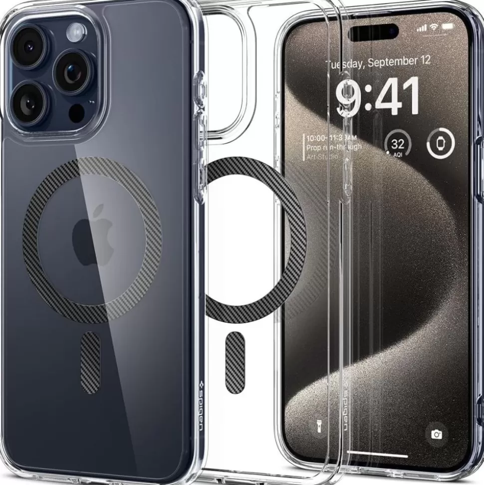 Spigen Iphone 15 Pro Max | Iphone 15 Pro Max*Etui iPhone 15 Pro Max Ultra Hybrid Mag Magsafe Carbon Fiber Case Szary