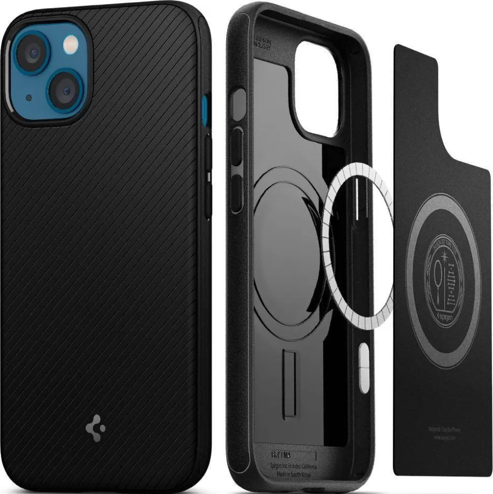 Spigen Iphone 13 | Iphone 13*Etui iPhone 13 Mag Armor Magsafe Matte Black Case + Szkło Hartowane Glas.tr Slim