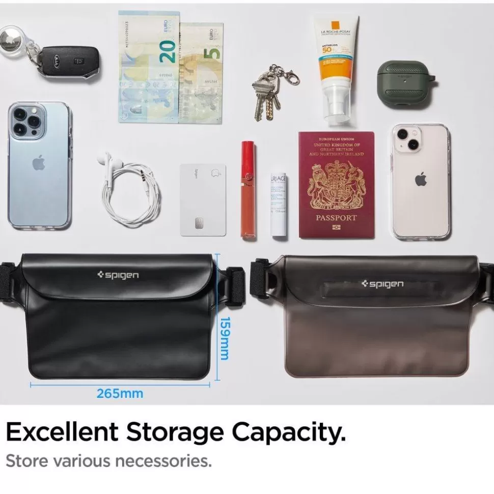 Spigen Inne | Etui Wodoszczelne*Etui A620 Uniwersalna Saszetka Wodoodporna Torebka Nerka Na Biodra Waterproof Waist Bag Black