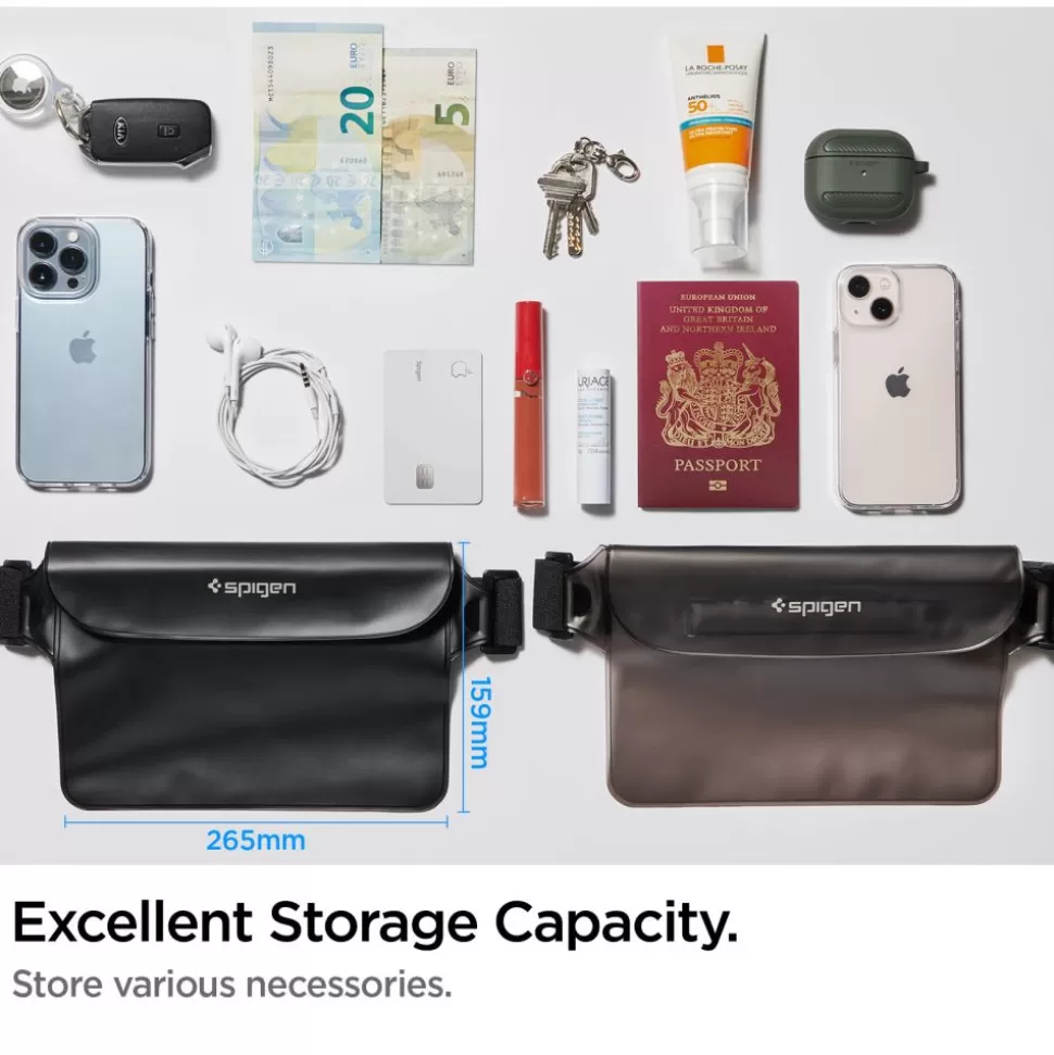 Spigen Inne | Etui Wodoszczelne*Etui A620 Uniwersalna Saszetka Wodoodporna Torebka Nerka Na Biodra Waterproof Waist Bag Black