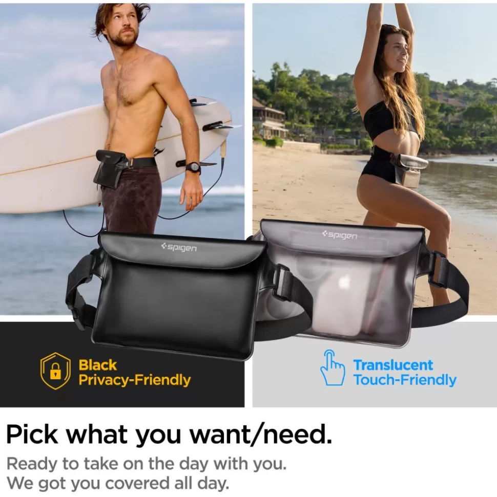 Spigen Inne | Etui Wodoszczelne*Etui A620 Uniwersalna Saszetka Wodoodporna Torebka Nerka Na Biodra Waterproof Waist Bag Black