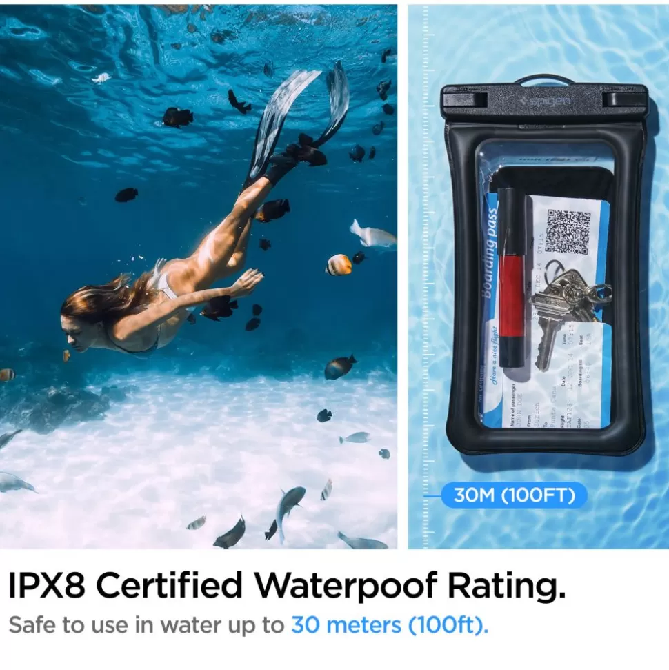 Spigen Inne | Etui Wodoszczelne*Etui A610 Wodoodporne Uniwersalne WATERPROOF FLOAT CASE 2-PACK BLACK