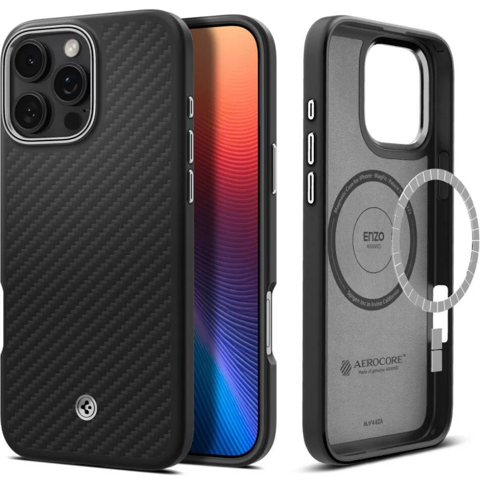 Spigen Iphone 16 Pro Max*ETUI ENZO ARAMID MAG MAGSAFE IPHONE 16 PRO MAX BLACK/SILVER