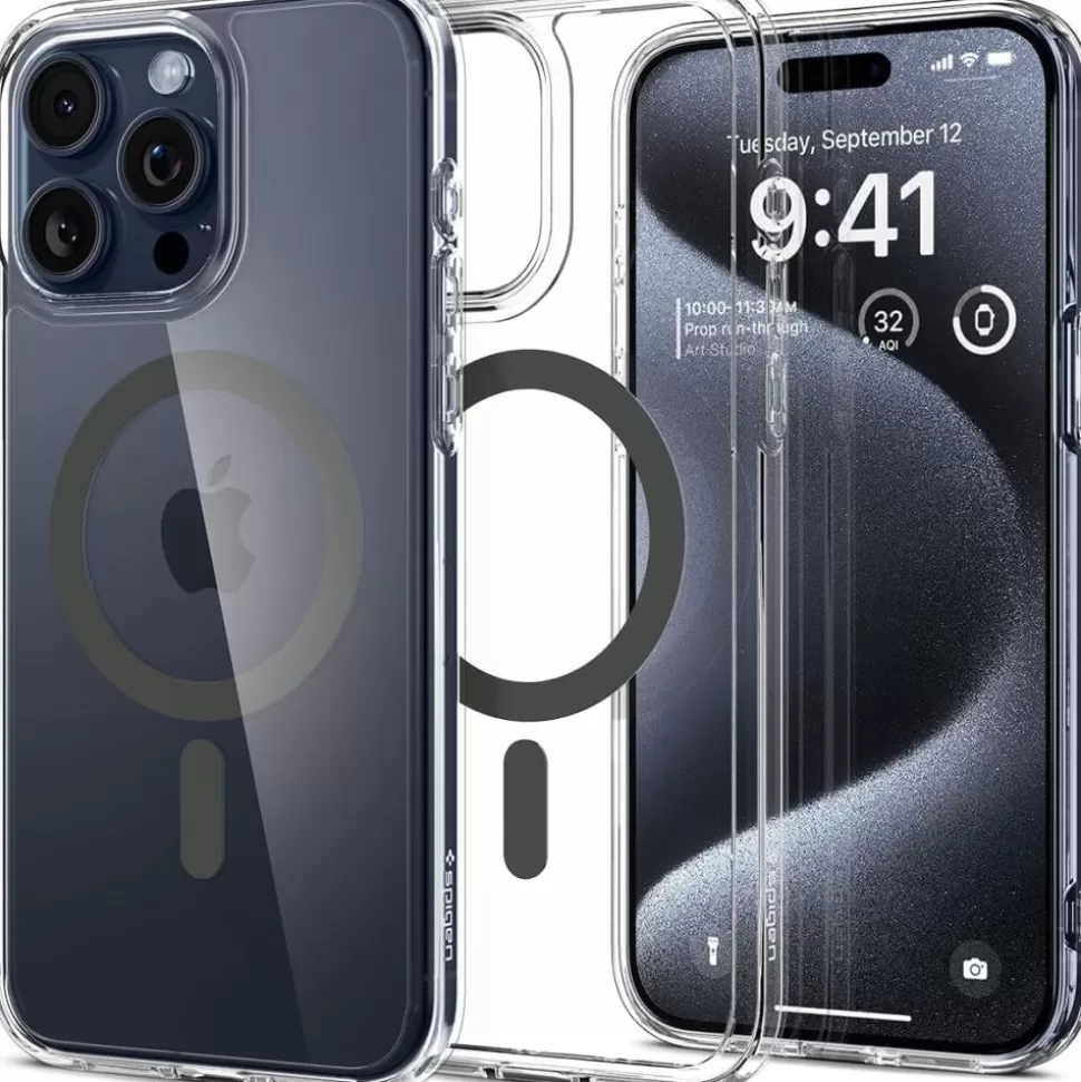 Spigen Iphone 15 Pro | Iphone 15 Pro*Etui iPhone 15 Pro Ultra Hybrid Mag Magsafe Graphite Case Szary