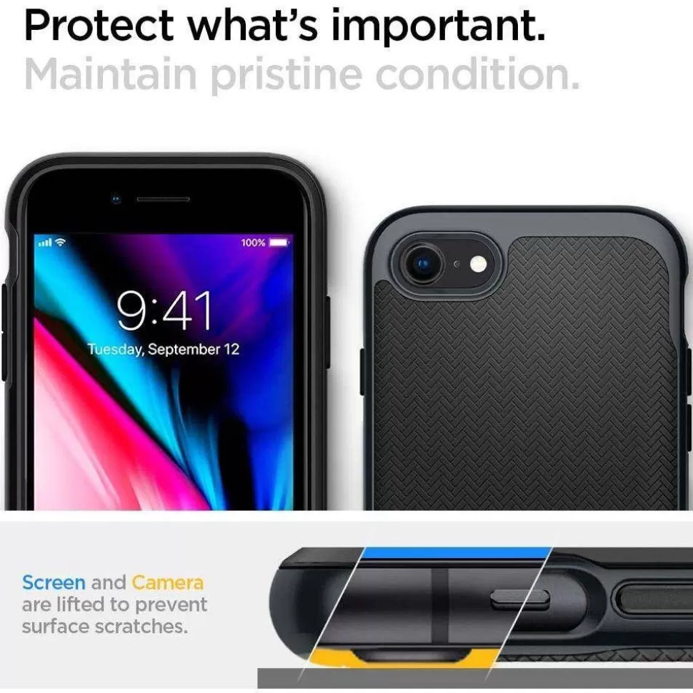 Spigen Iphone 7 | Iphone 8*Etui iPhone SE 2022 2020 7 8 Neo Hybrid Metal Slate Szare Case + Szkło Full Cover