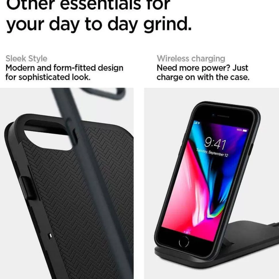 Spigen Iphone 7 | Iphone 8*Etui iPhone SE 2022 2020 7 8 Neo Hybrid Metal Slate Szare Case + Szkło Full Cover