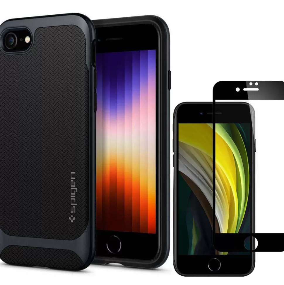 Spigen Iphone 7 | Iphone 8*Etui iPhone SE 2022 2020 7 8 Neo Hybrid Metal Slate Szare Case + Szkło Full Cover