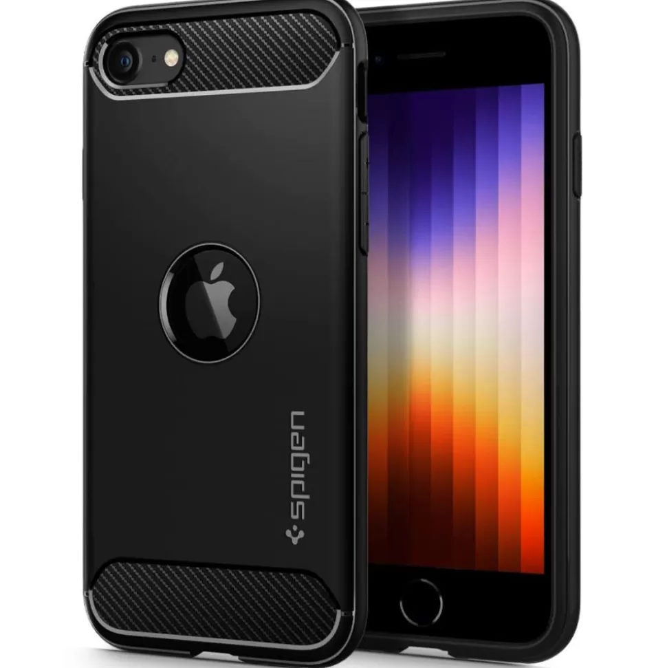Spigen Iphone Se 2020 | Iphone Se 2022*Etui iPhone SE 2022 2020 Rugged Armor Black Czarne Case