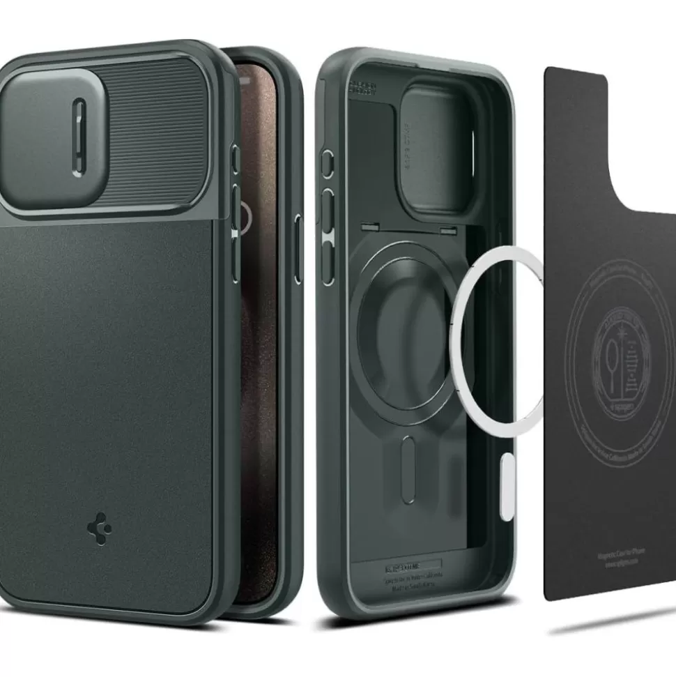Spigen Iphone 15 Pro | Iphone 15 Pro*Etui Optik Armor Mag Magsafe iPhone 15 Pro Abyss Green Case