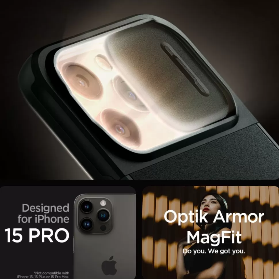 Spigen Iphone 15 Pro | Iphone 15 Pro*Etui Optik Armor Mag Magsafe iPhone 15 Pro Abyss Green Case