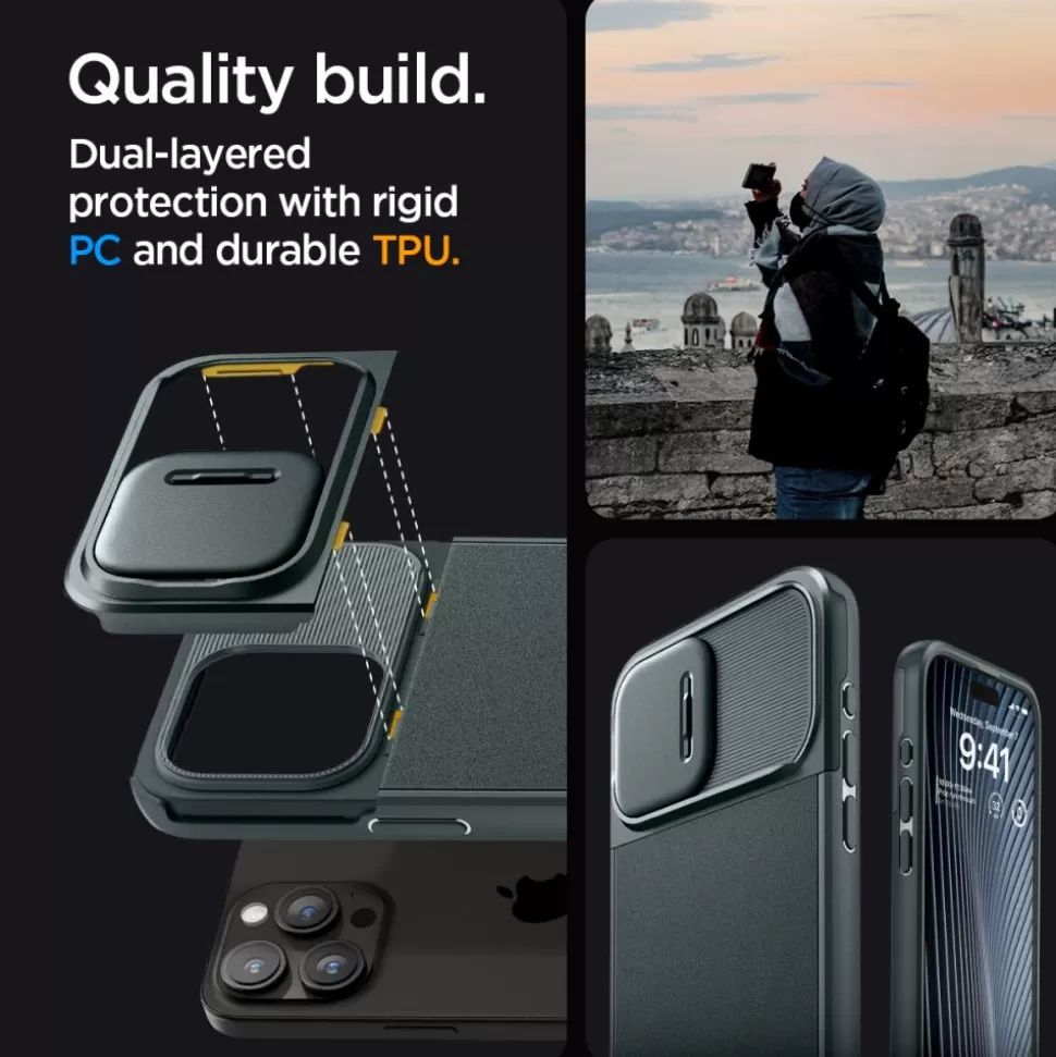 Spigen Iphone 15 Pro | Iphone 15 Pro*Etui Optik Armor Mag Magsafe iPhone 15 Pro Abyss Green Case