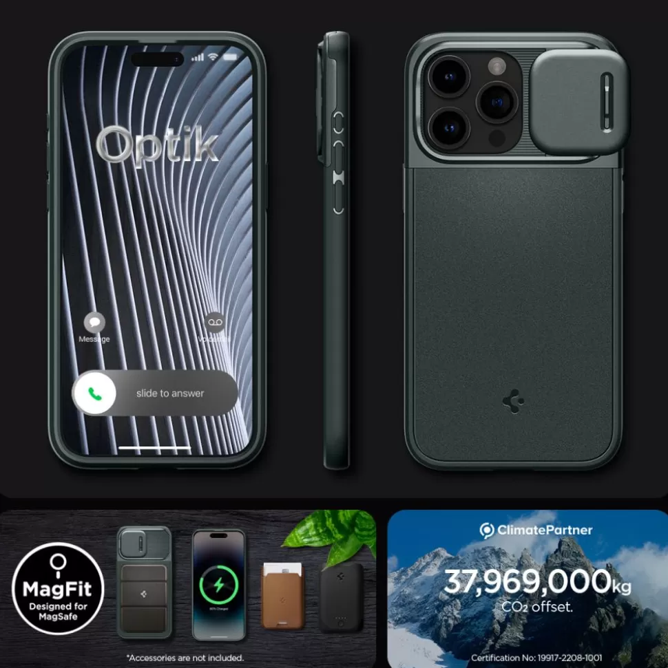Spigen Iphone 15 Pro | Iphone 15 Pro*Etui Optik Armor Mag Magsafe iPhone 15 Pro Abyss Green Case