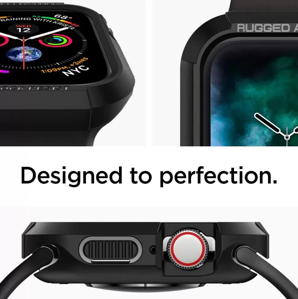 Spigen Apple Watch 4 44Mm | Apple Watch 5 44Mm*Etui Rugged Armor Apple Watch 8 6 5 4 SE 2022 44mm Czarne