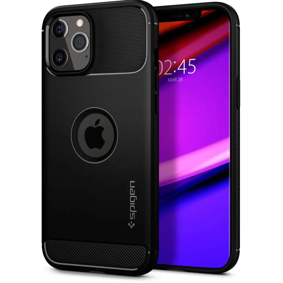 Spigen Iphone 12 | Iphone 12 Pro*Etui Rugged Armor iPhone 12 12 Pro Matte Black Czarne Case
