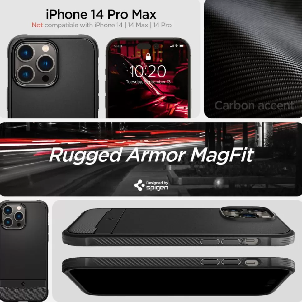 Spigen Iphone 14 Pro Max | Iphone 14 Pro Max*Etui Rugged Armor Mag Magsafe iPhone 14 Pro Max Matte Black Czarny Case