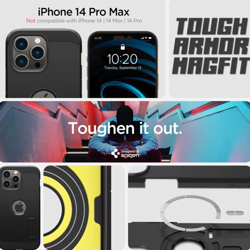 Spigen Iphone 14 Pro Max | Iphone 14 Pro Max*Etui Tough Armor Mag Magsafe iPhone 14 Pro Max Black Case Czarny