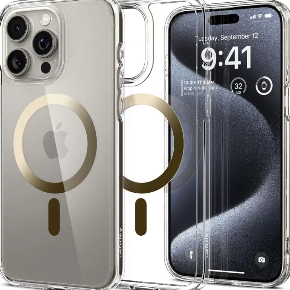 Spigen Iphone 15 Pro | Iphone 15 Pro*Etui Ultra Hybrid Mag Magsafe iPhone 15 Pro Gold Case Złoty