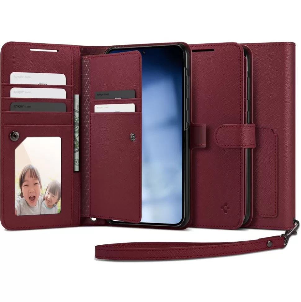 Spigen Galaxy S23 Plus*Etui Wallet ”s” Plus Galaxy S23 Plus Burgundy Case Burgundowy