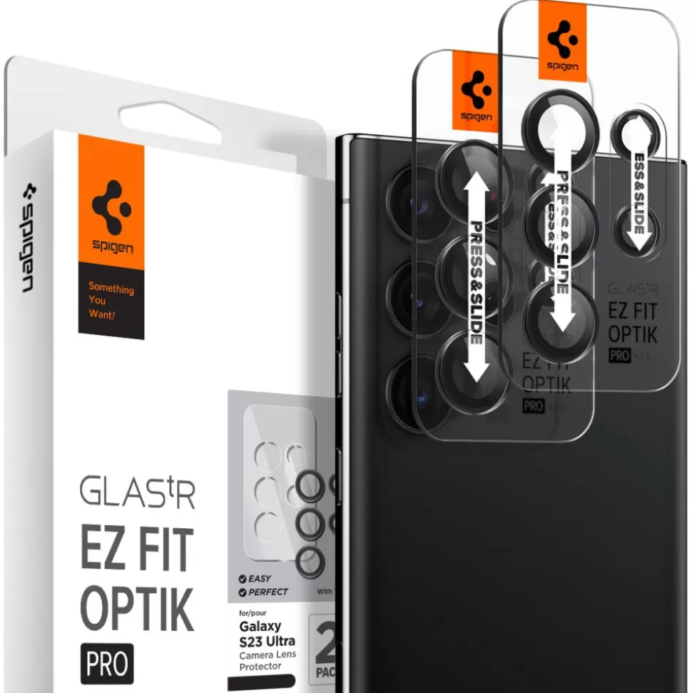 Spigen Galaxy S23 Ultra*Osłona Aparatu Optik.tr ”ez Fit” Camera Protector 2-pack Galaxy S23 Ultra Black