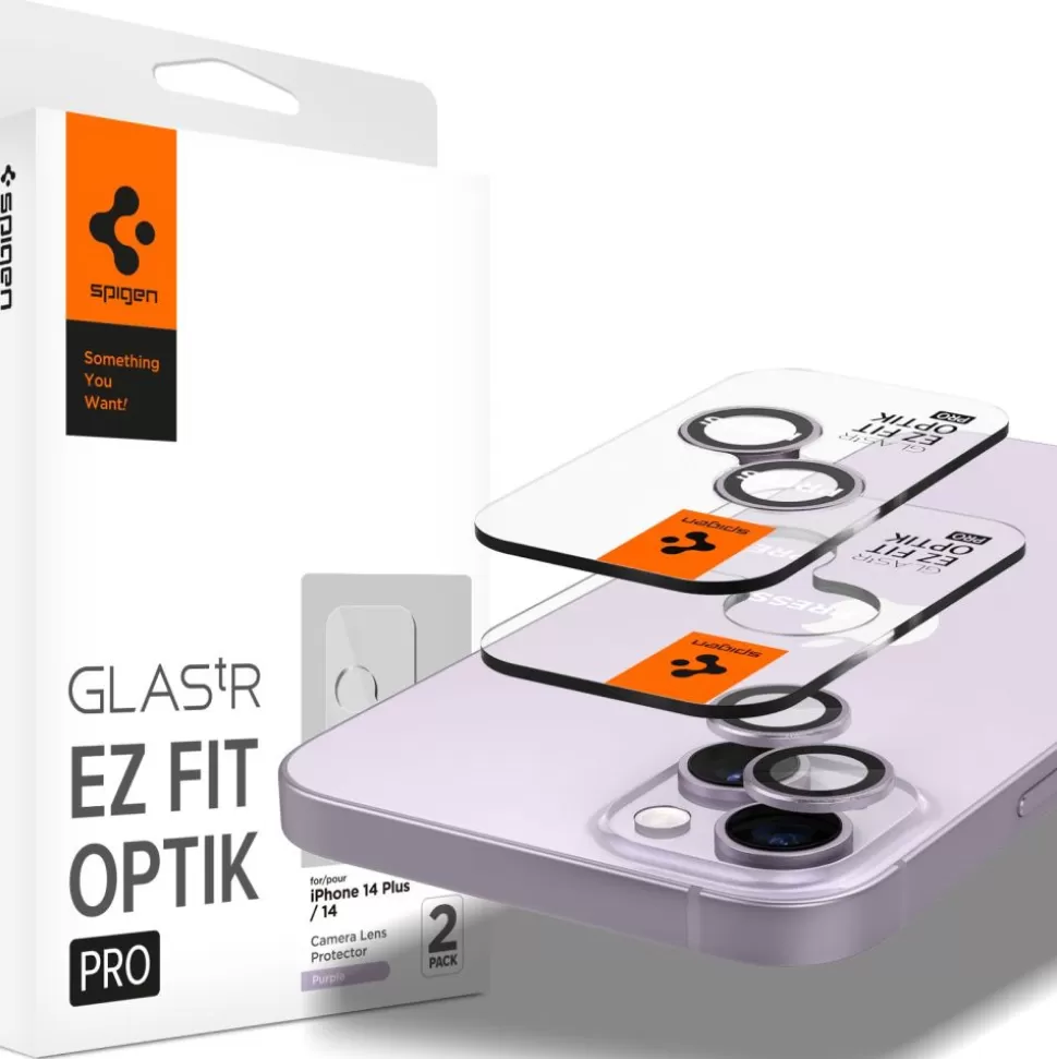 Spigen Iphone 14 | Iphone 14 Plus*Osłona Aparatu Optik.tr ”ez Fit” Camera Protector 2-pack iPhone 15 / 15 Plus / 14 / 14 Plus Purple