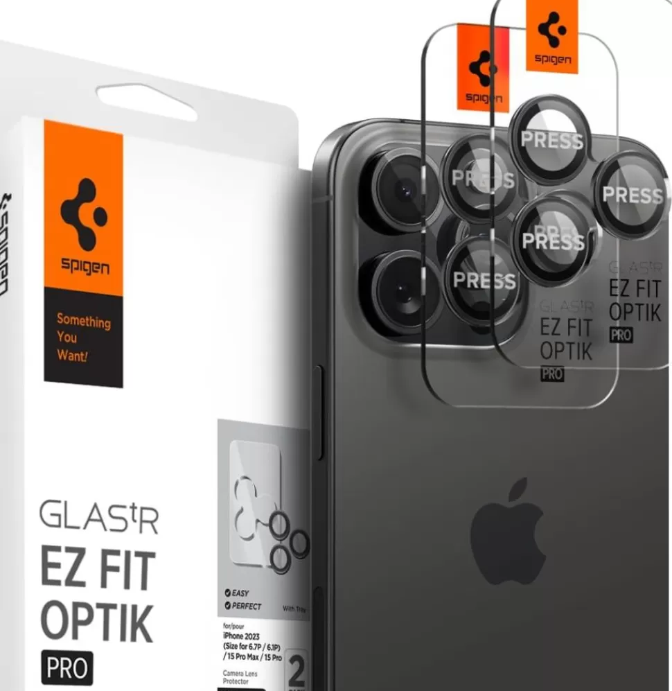 Spigen Iphone 14 Pro | Iphone 14 Pro Max*Osłona Aparatu Optik.tr ”ez Fit” Camera Protector 2-pack iPhone 14 Pro / 14 Pro Max / 15 Pro / 15 Pro Max / 16 Pro / 16 Pro Max Black Czarny
