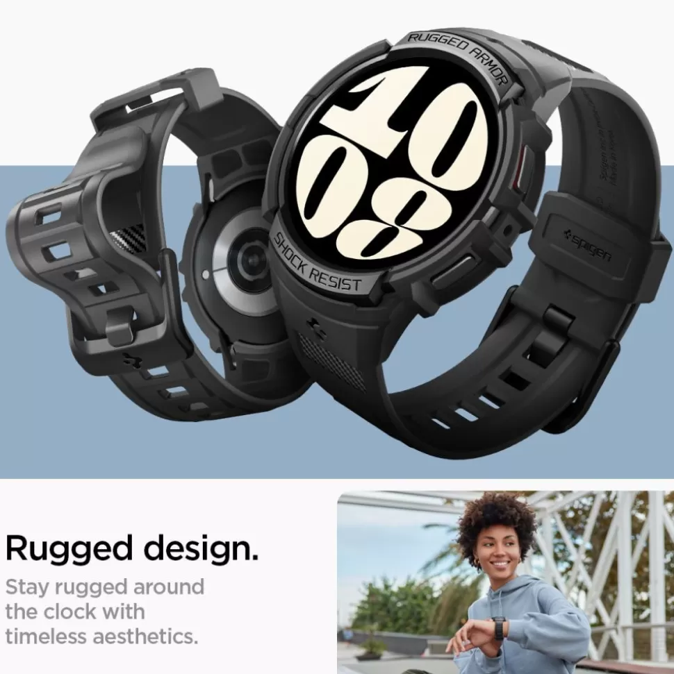 Spigen Galaxy Watch 6 40Mm*Pasek Rugged Armor ”pro” Galaxy Watch 6 (40 MM) Matte Black Case