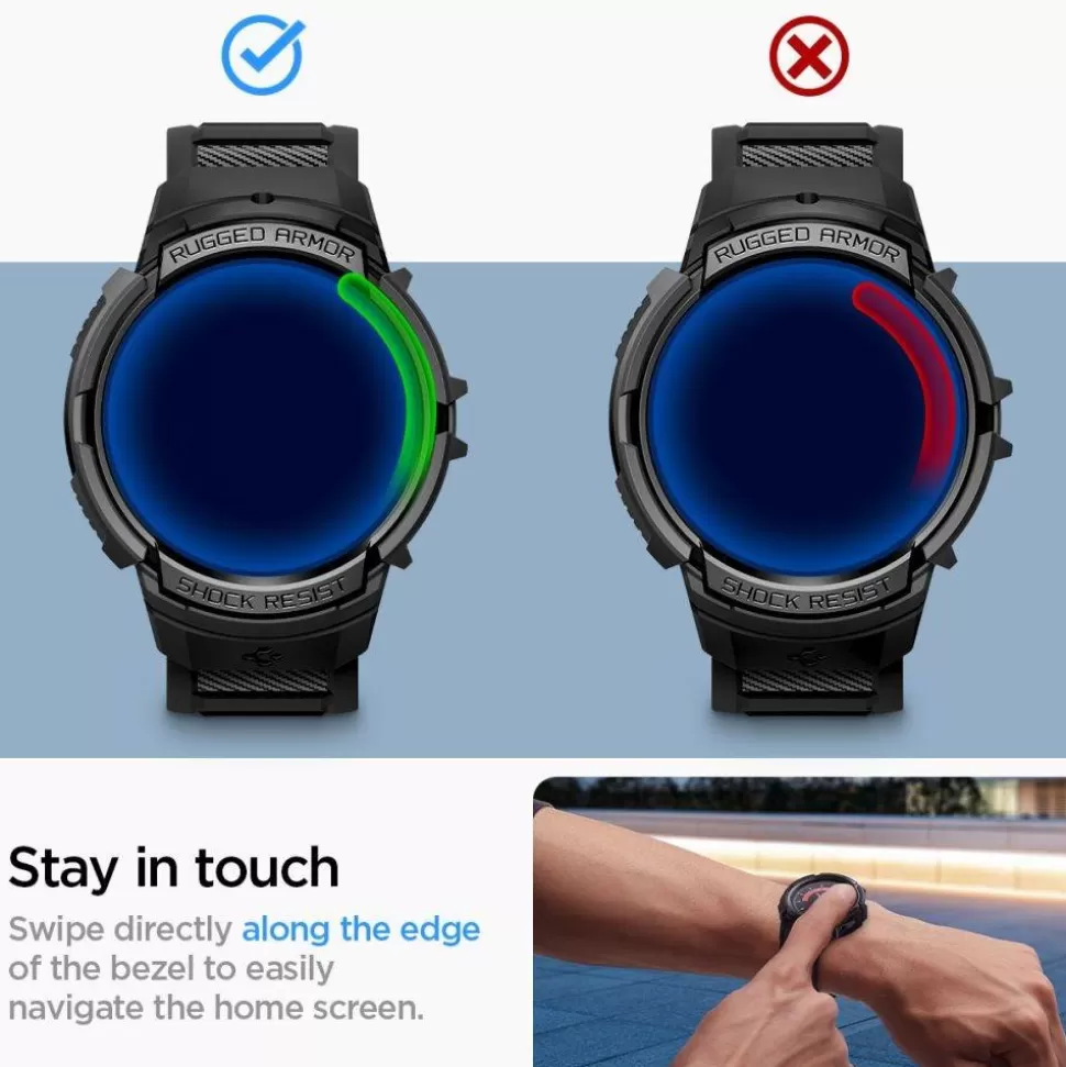 Spigen Galaxy Watch 6 40Mm*Pasek Rugged Armor ”pro” Galaxy Watch 6 (40 MM) Matte Black Case