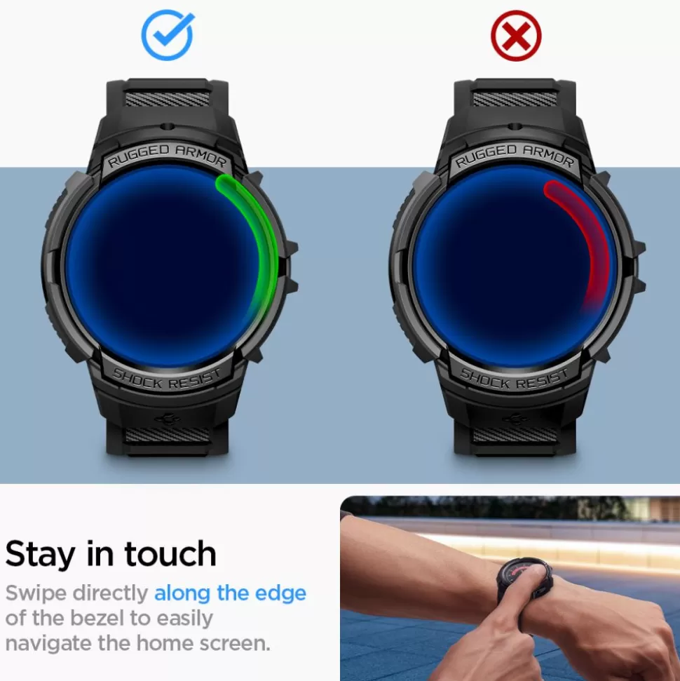 Spigen Galaxy Watch 6 40Mm*Pasek Rugged Armor ”pro” Galaxy Watch 6 (40 MM) Matte Black Case