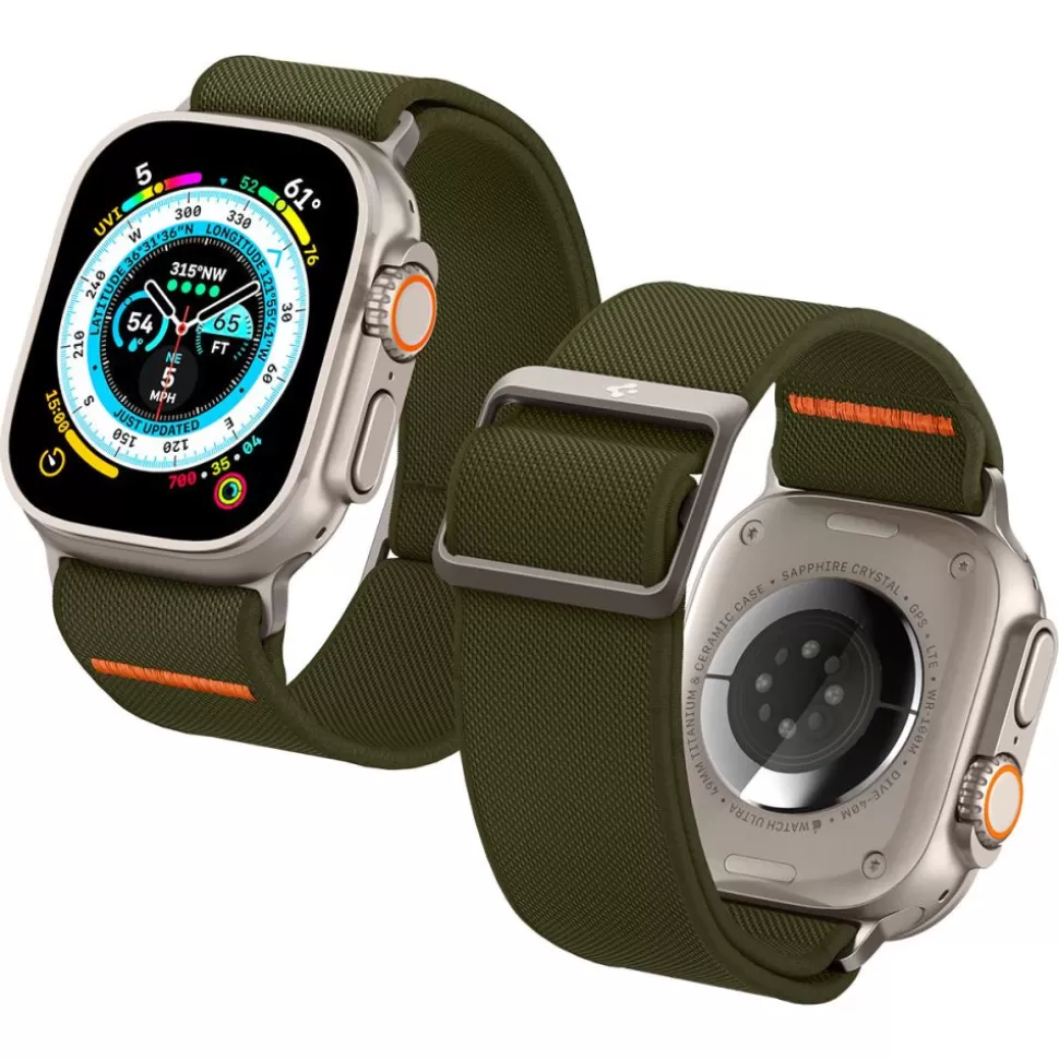 Spigen Apple Watch 1 42Mm | Apple Watch 2 42Mm*Pasek Fit Lite Ultra Apple Watch 4 / 5 / 6 / 7 / 8 / 9 / Se / Ultra (42 / 44 / 45 / 49 Mm) Khaki Zielony