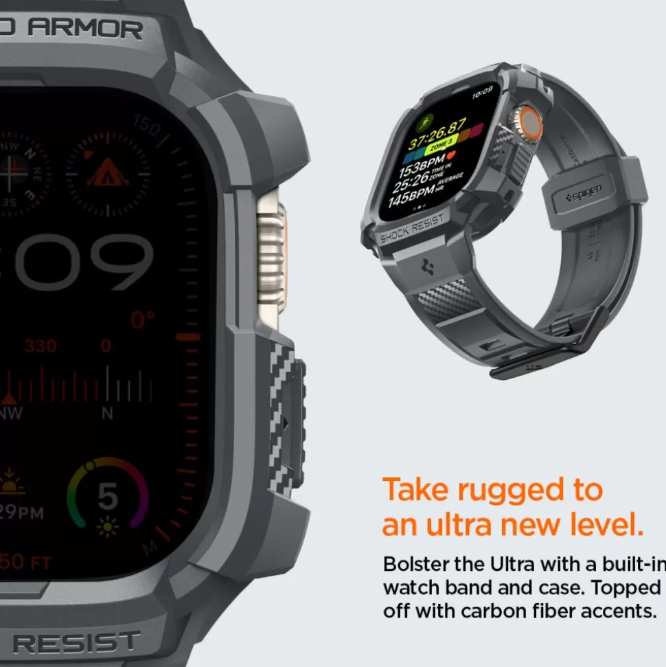 Spigen Apple Watch Ultra 49Mm | Apple Watch Ultra 2 49Mm*Pasek Rugged Armor ”pro” Apple Watch Ultra 1 / 2 (49 Mm) Dark Grey Szary