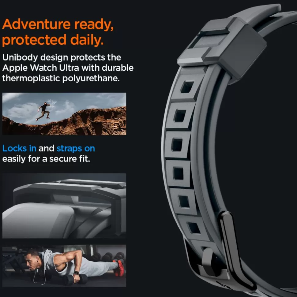 Spigen Apple Watch Ultra 49Mm | Apple Watch Ultra 2 49Mm*Pasek Rugged Armor ”pro” Apple Watch Ultra 1 / 2 (49 Mm) Dark Grey Szary