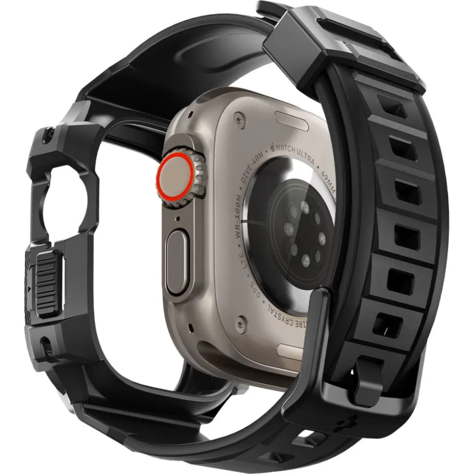 Spigen Apple Watch Ultra 49Mm | Apple Watch Ultra 2 49Mm*Pasek Rugged Armor Pro Apple Watch Ultra 49mm Ultra 2 Czarne Czarny