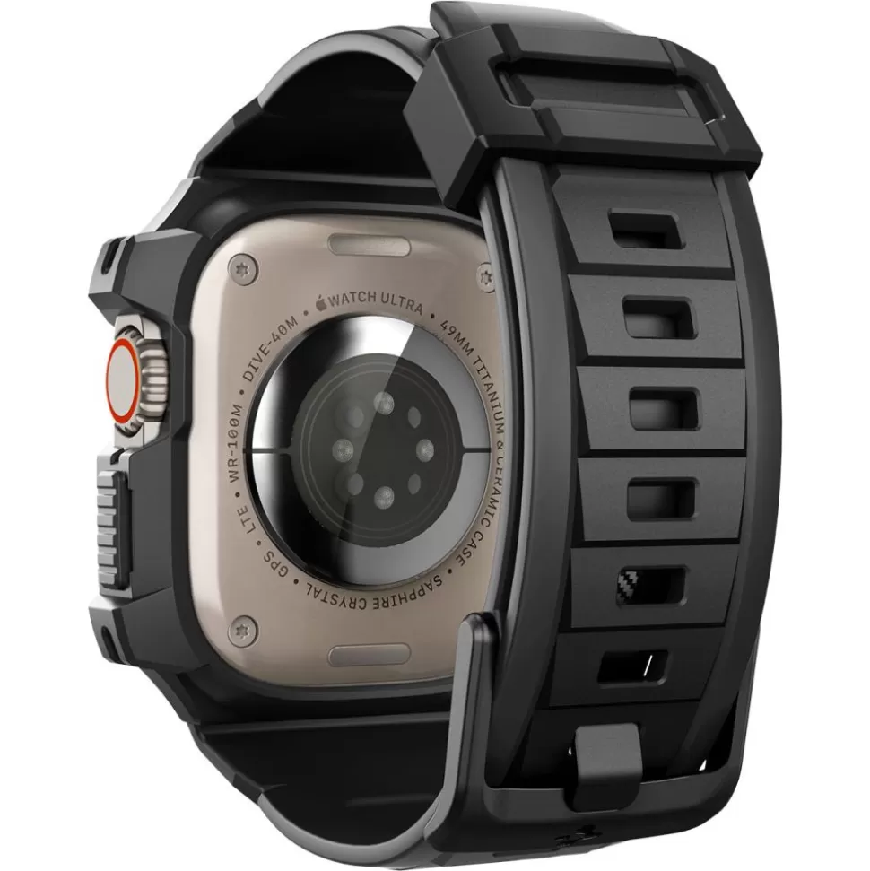 Spigen Apple Watch Ultra 49Mm | Apple Watch Ultra 2 49Mm*Pasek Rugged Armor Pro Apple Watch Ultra 49mm Ultra 2 Czarne Czarny