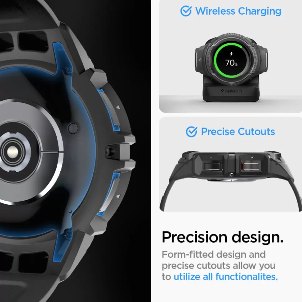 Spigen Galaxy Watch 6 Classic 43Mm*Pasek Rugged Armor ”pro” Galaxy Watch 6 Classic (43 MM) Matte Black Case