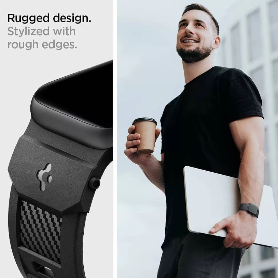 Spigen Apple Watch 1 42Mm | Apple Watch 2 42Mm*Pasek Rugged Band Apple Watch Ultra 9 8 7 SE 2022 42mm 44mm 45mm 49mm Czarny