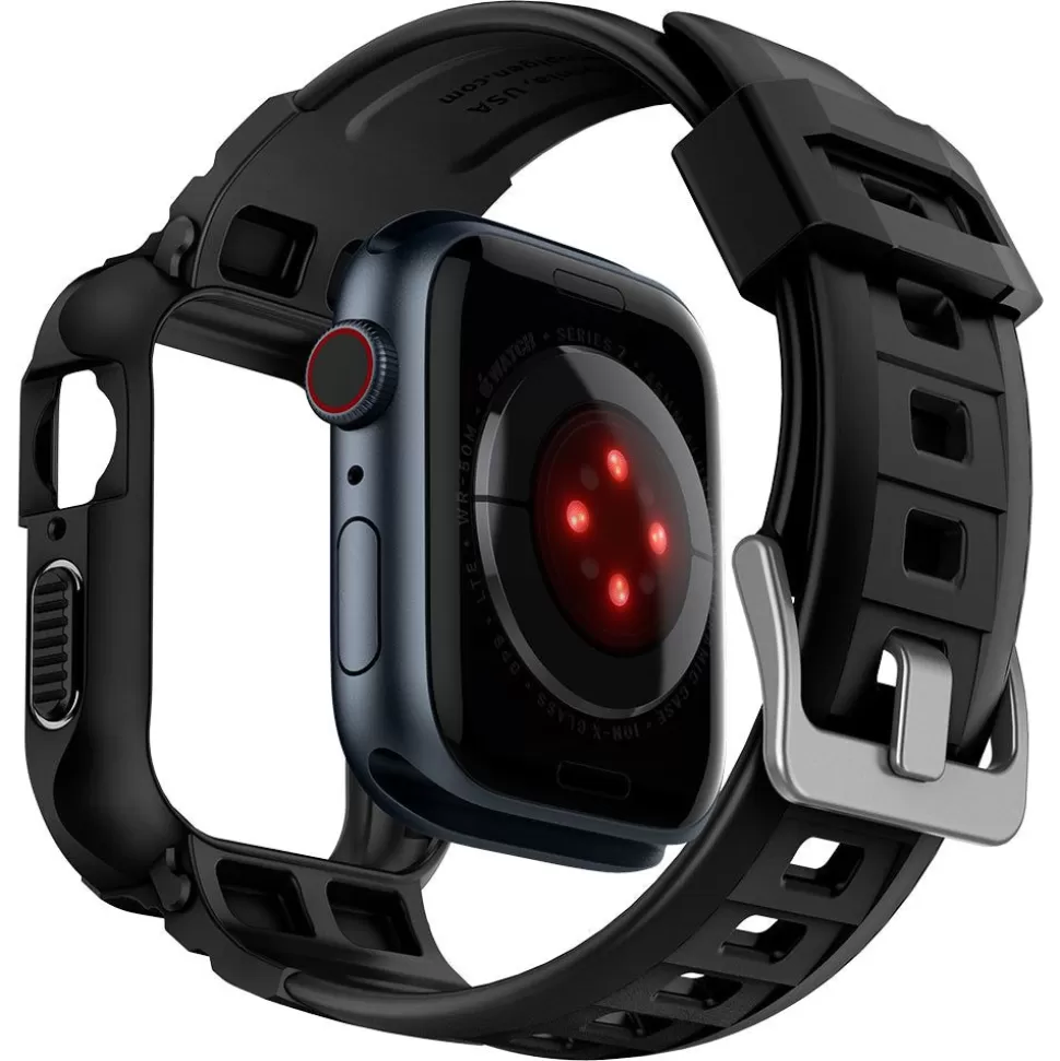 Spigen Apple Watch 4 44Mm | Apple Watch 5 44Mm*Pasek z Etui Rugged Armor Pro Apple Watch Ultra 9 8 7 SE 2022 42mm 44mm 45mm 49mm Czarny