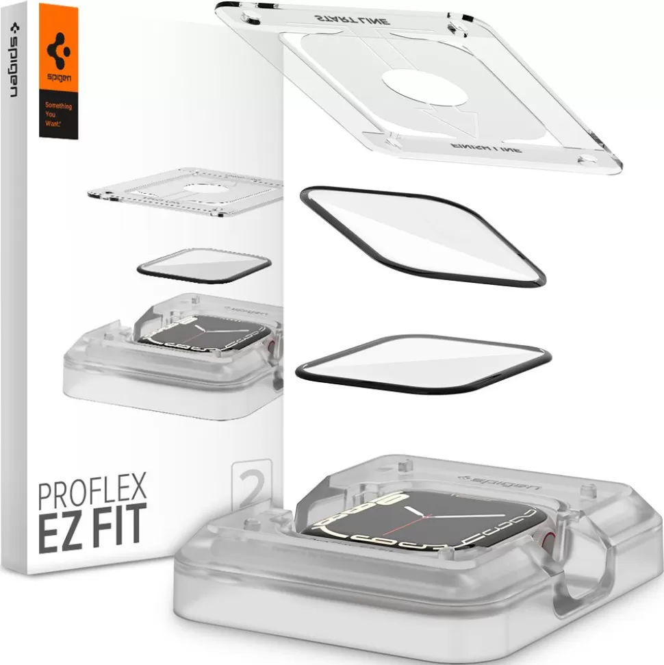 Spigen Apple Watch 7 41Mm | Apple Watch 8 41Mm*Apple Watch 7 (41 MM) Proflex ”Ez Fit” 2-Pack Szkło Hybrydowe