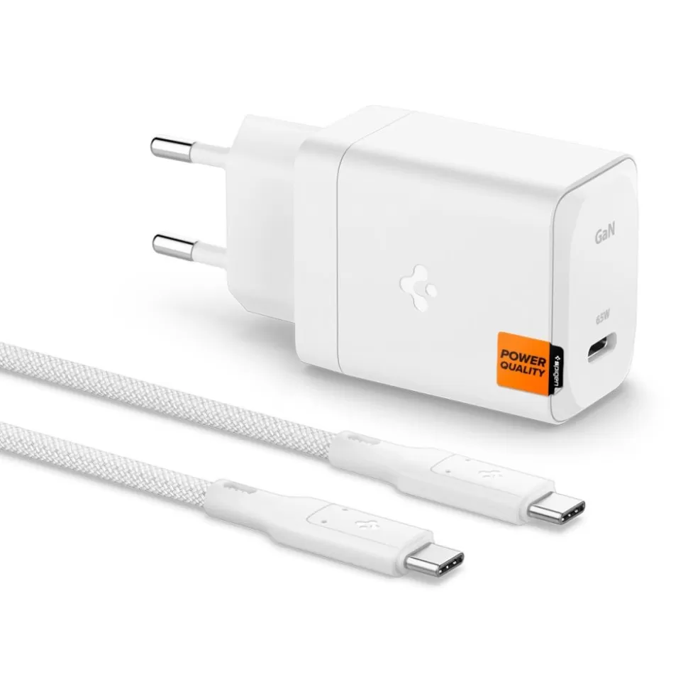 Spigen Ładowarki*ARCSTATION PRO GAN-651 1-PORT NETWORK CHARGER 65W + TYPE-C CABLE WHITE