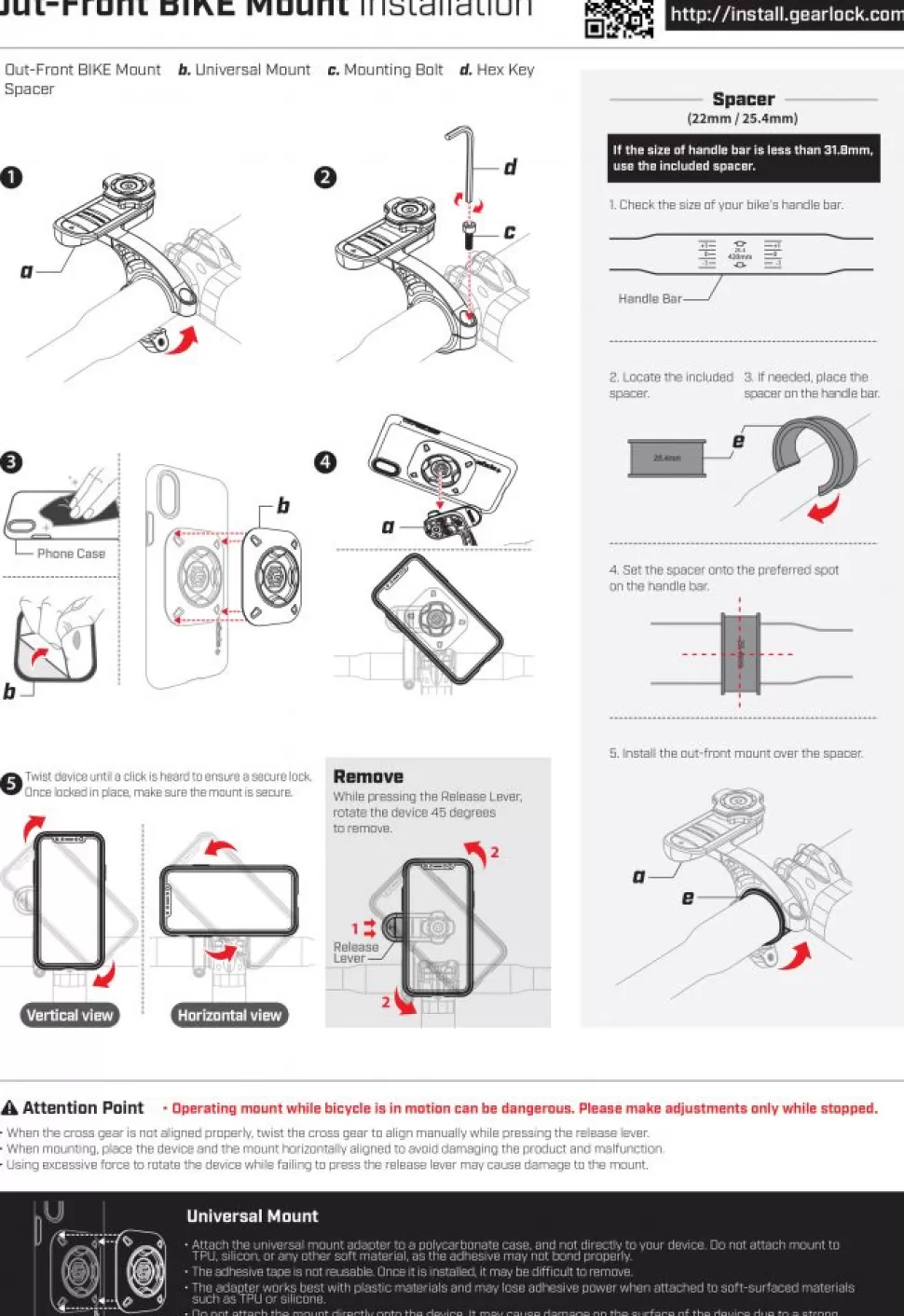 Spigen Uchwyty Rowerowe | Uchwyty Motocyklowe*Gearlock Uchwyt Rowerowy na kierownicę Uchwyt Na Telefon MF100