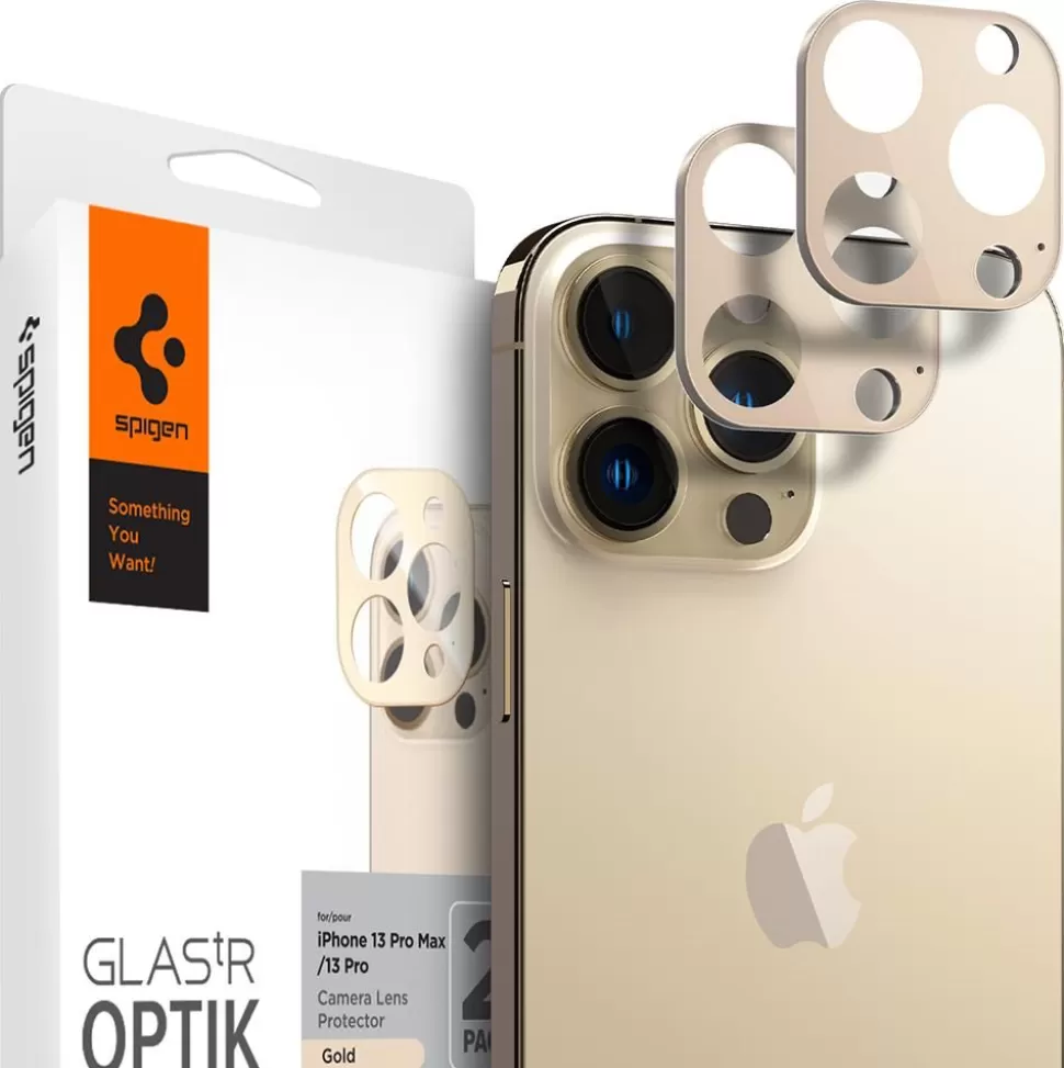 Spigen Iphone 13 Pro | Iphone 13 Pro Max*OPTIK.TR CAMERA PROTECTOR 2-PACK IPHONE 13 PRO / 13 PRO MAX GOLD OSŁONA APARATU Złoty