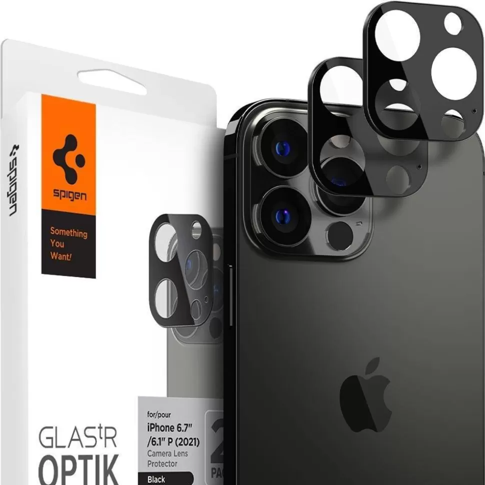 Spigen Iphone 13 Pro | Iphone 13 Pro Max*OPTIK.TR CAMERA PROTECTOR 2-PACK IPHONE 13 PRO / 13 PRO MAX GRAPHITE OSŁONA APARATU Grafitowy