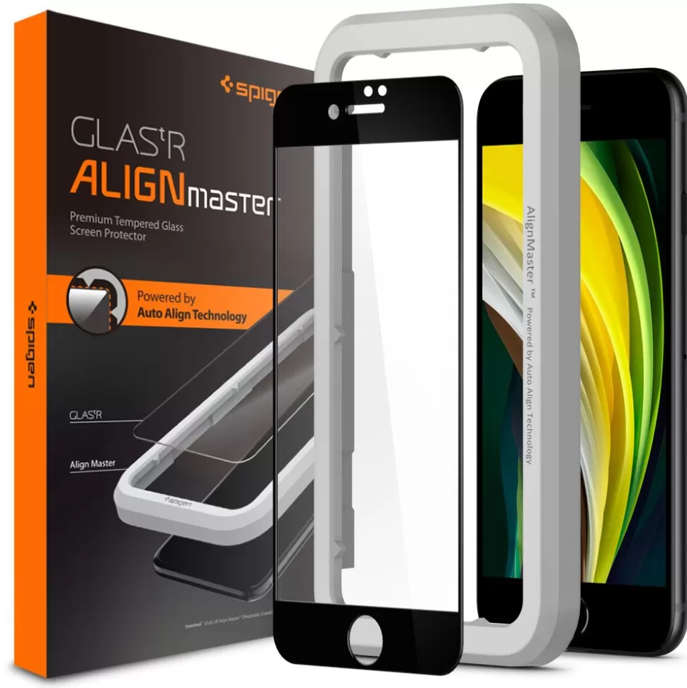 Spigen Iphone 7 | Iphone 8*Szkło Hartowane Alm Glass Fc iPhone SE 2022 2020 7 8 Black Czarne