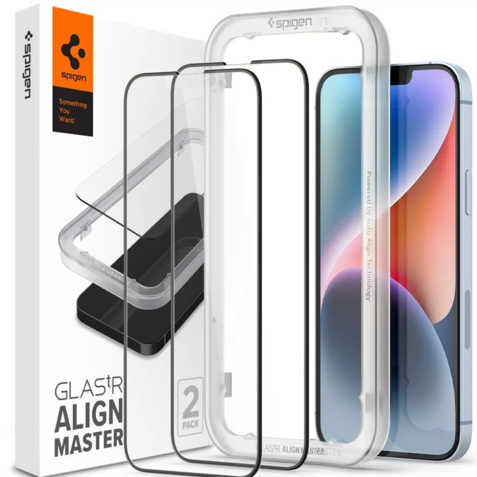 Spigen Iphone 13 | Iphone 13 Pro*Szkło Hartowane Apple iPhone 13 / 13 Pro / 14 Alm Glass Fc 2-Pack Black
