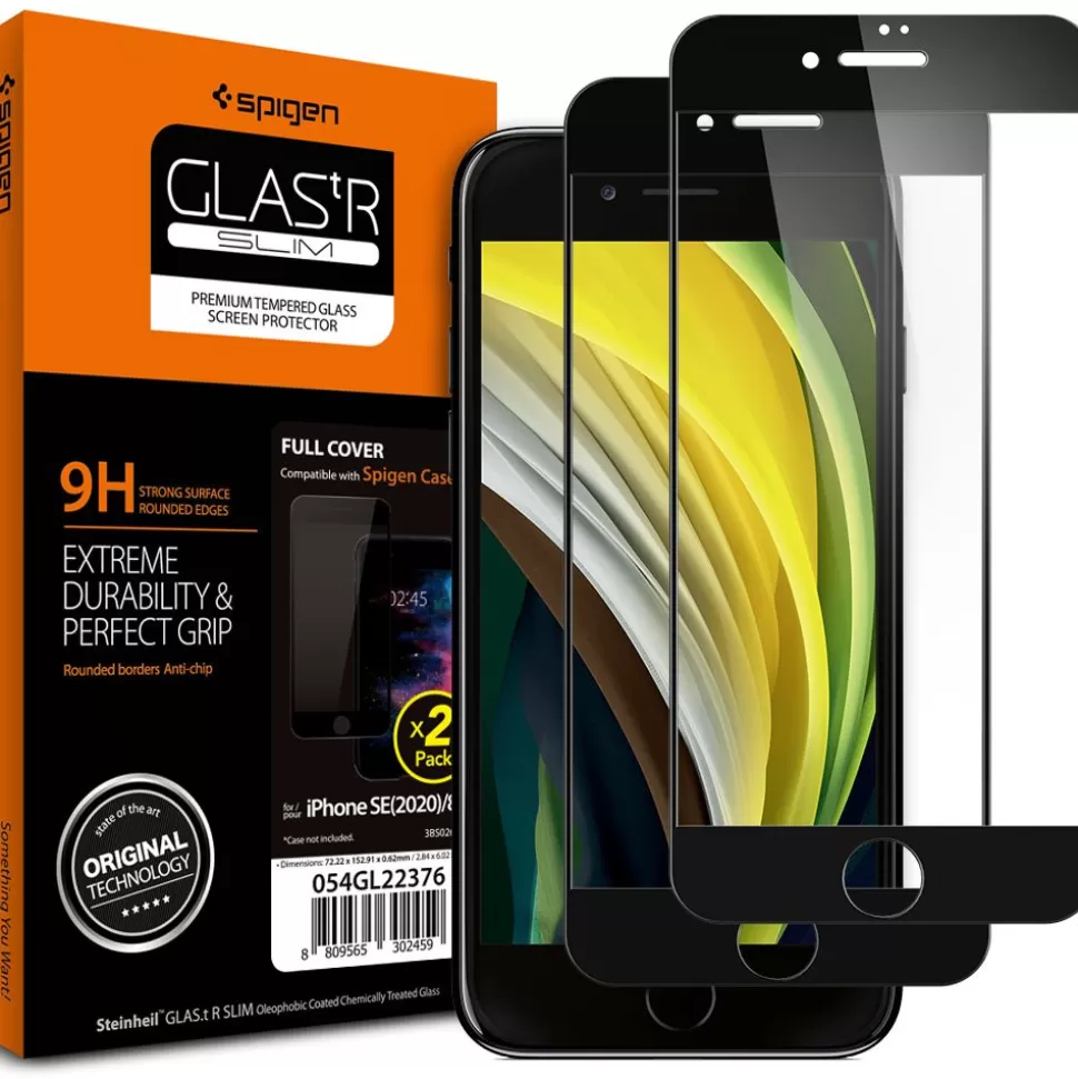 Spigen Iphone 7 | Iphone 8*Szkło Hartowane Glass fc 2-pack iPhone SE 2022 2020 7 8 Black Czarne